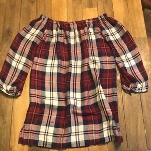 Cloth & Stone off the shoulder plaid tunic